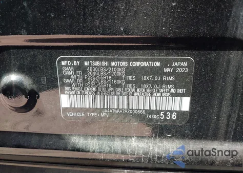 2024 Mitsubishi Eclipse Cross Se z USA, uszkodzony, nr VIN JA4ATWAA7RZ000666